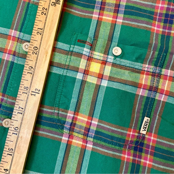 Vans plaid buttoned collared long sleeve dress casual w/ button pocket sz L - Picture 5 of 12